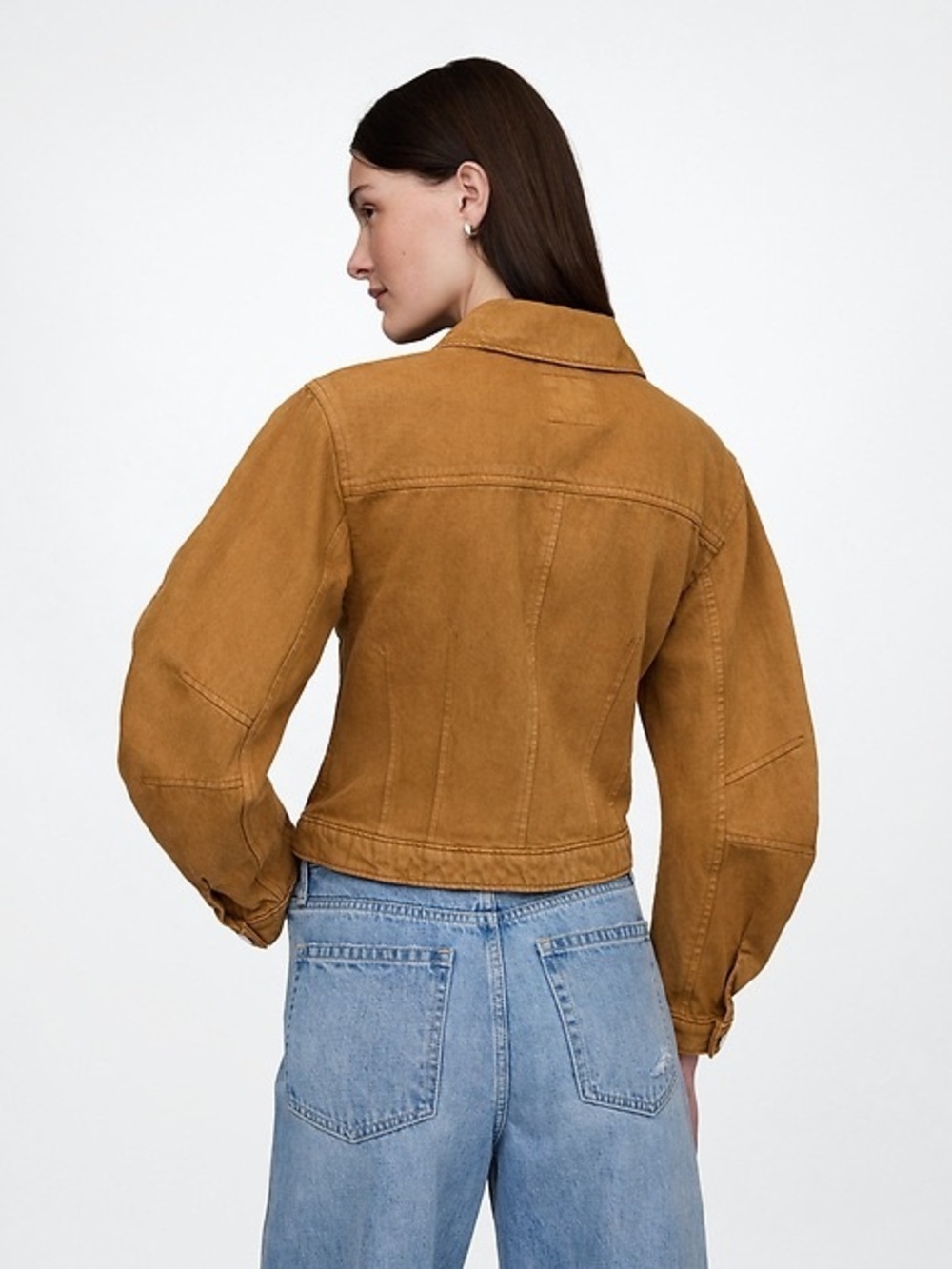 GAP Riverbed Brown Barrel-Sleeve Cropped Jacket – 100% Cotton in Size S - Picture 3 of 7
